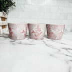 Mini Pink Hand-Painted Porcelain Cachepots Set Of 6 Decorative Planters BandsCo Straps