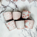 Mini Pink Hand-Painted Porcelain Cachepots Set Of 6 Decorative Planters BandsCo Straps