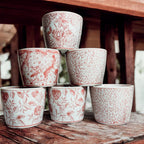 Mini Pink Hand-Painted Porcelain Cachepots Set Of 6 Decorative Planters BandsCo Straps