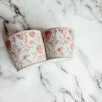 Mini Pink Hand-Painted Porcelain Cachepots Set Of 6 Decorative Planters BandsCo Straps