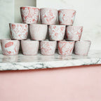 Mini Pink Hand-Painted Porcelain Cachepots Set Of 6 Decorative Planters BandsCo Straps