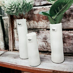Mini Porcelain Vase Gift Set 3 White Glazed Bud Vases In Gift Box