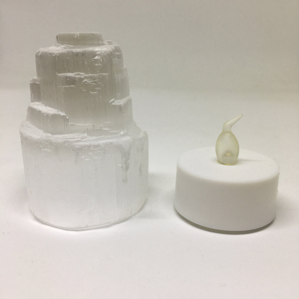 Mini Selenite Skyscraper Lamp Natural Crystal Nightlight BandsCo Straps