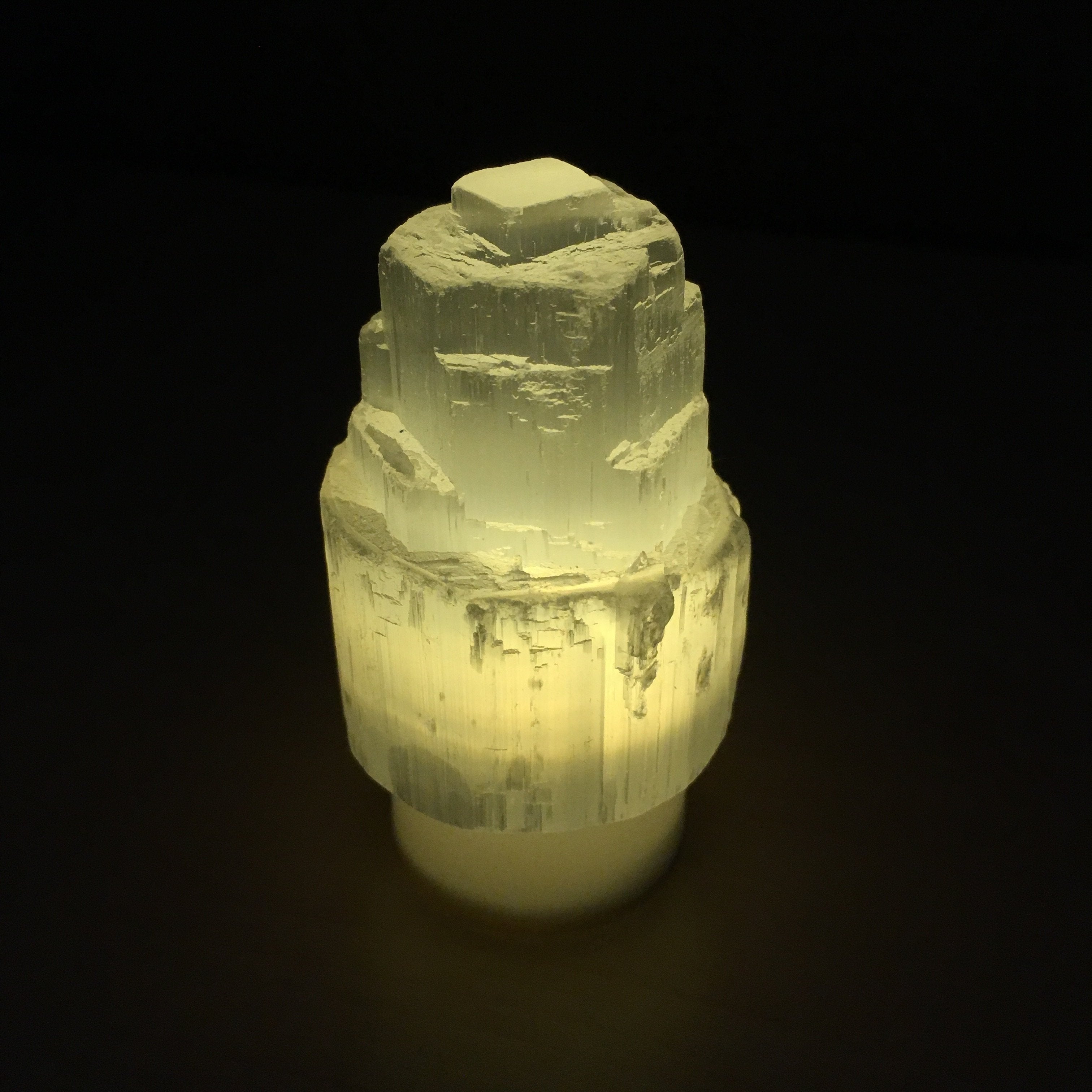 Mini Selenite Skyscraper Lamp Natural Crystal Nightlight BandsCo Straps