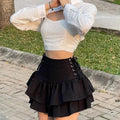 Mini Skirt Girls Sweet Black High Waist Pleated Skirt Cute Dark Lightweight Simple Design Skirts Stevvex