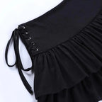 Mini Skirt Girls Sweet Black High Waist Pleated Skirt Cute Dark Lightweight Simple Design Skirts Stevvex