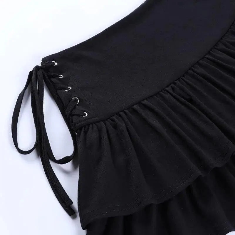 Mini Skirt Girls Sweet Black High Waist Pleated Skirt Cute Dark Lightweight Simple Design Skirts Stevvex