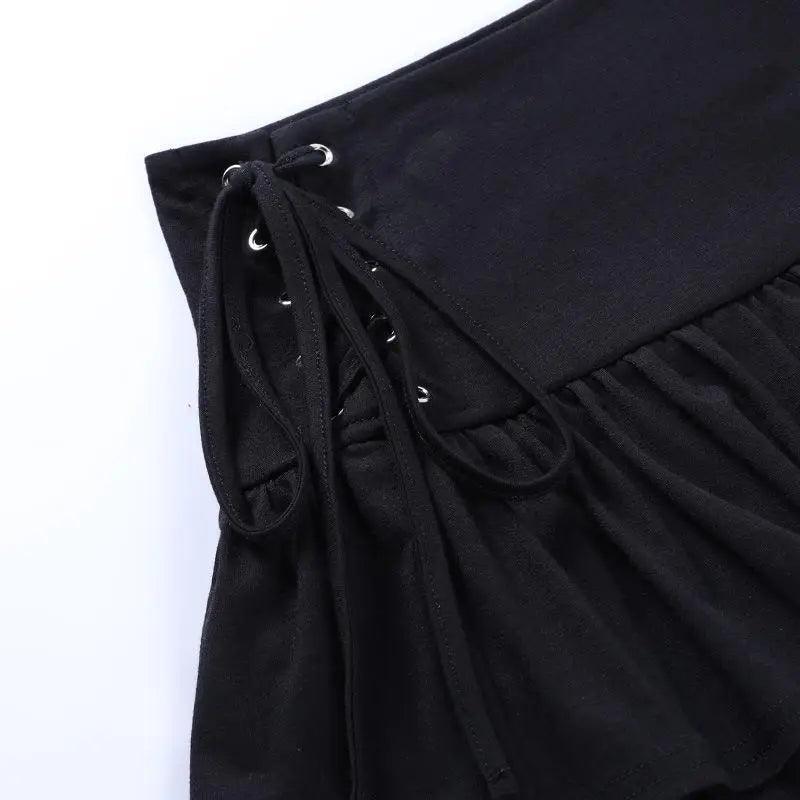 Mini Skirt Girls Sweet Black High Waist Pleated Skirt Cute Dark Lightweight Simple Design Skirts Stevvex