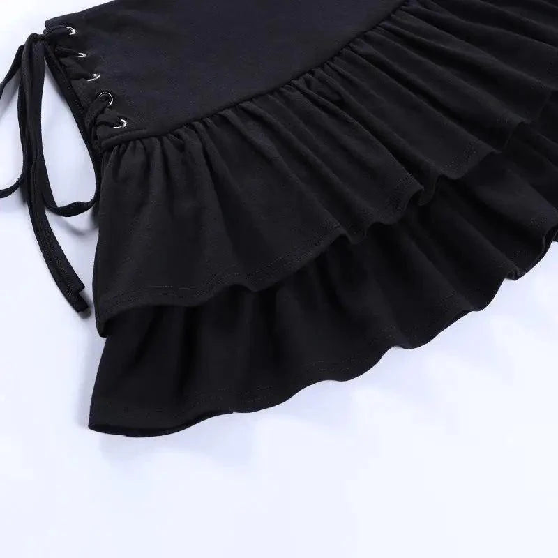 Mini Skirt Girls Sweet Black High Waist Pleated Skirt Cute Dark Lightweight Simple Design Skirts Stevvex