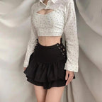 Mini Skirt Girls Sweet Black High Waist Pleated Skirt Cute Dark Lightweight Simple Design Skirts Stevvex