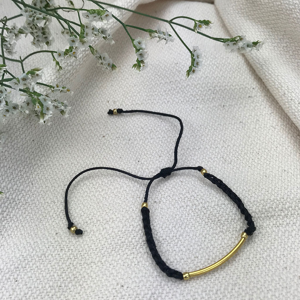 Minimal Cotton Thread Bar Bracelet Adjustable Handwoven Layering Wristband BandsCo Straps