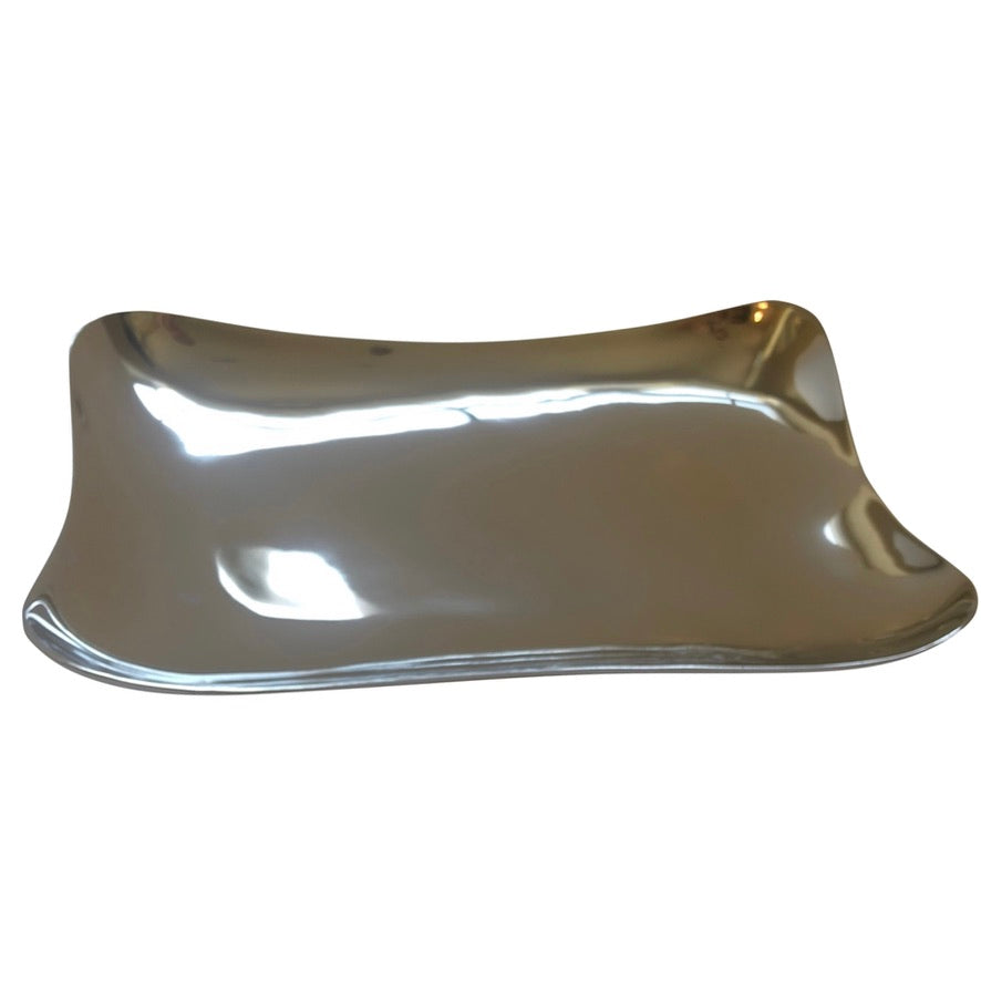Minimalist Aluminum Serving Tray Handcast Sand-Cast Modern Table Centerpiece