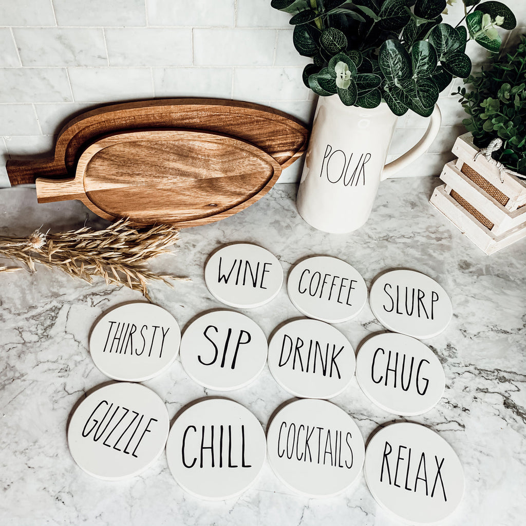 Minimalist Coasters Set - Modern Absorbent Drink Coasters for Home Decor BandsCo Straps