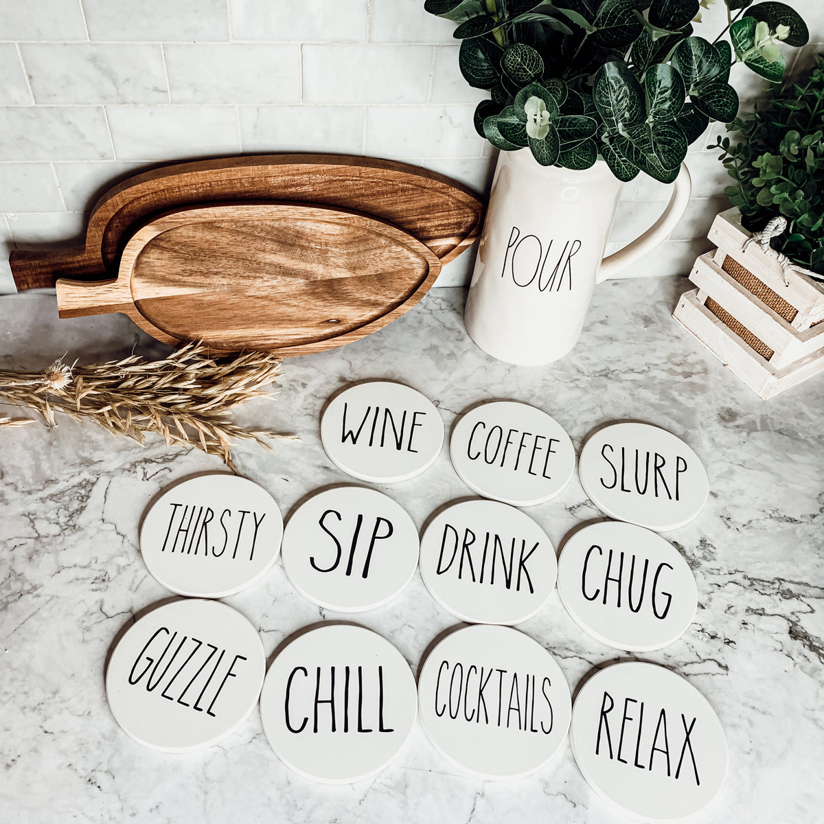 Minimalist Coasters Set - Modern Absorbent Drink Coasters for Home Decor BandsCo Straps