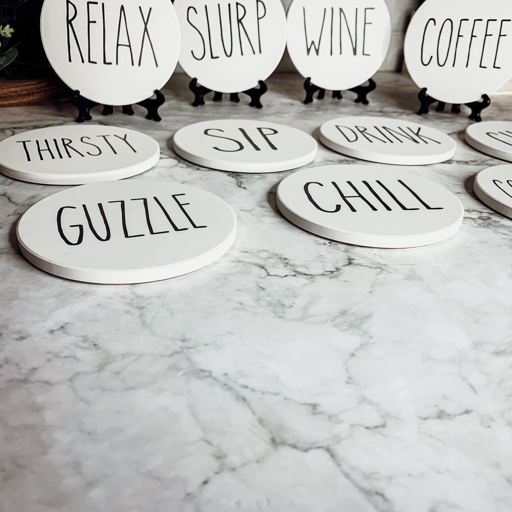 Minimalist Coasters Set - Modern Absorbent Drink Coasters for Home Decor BandsCo Straps