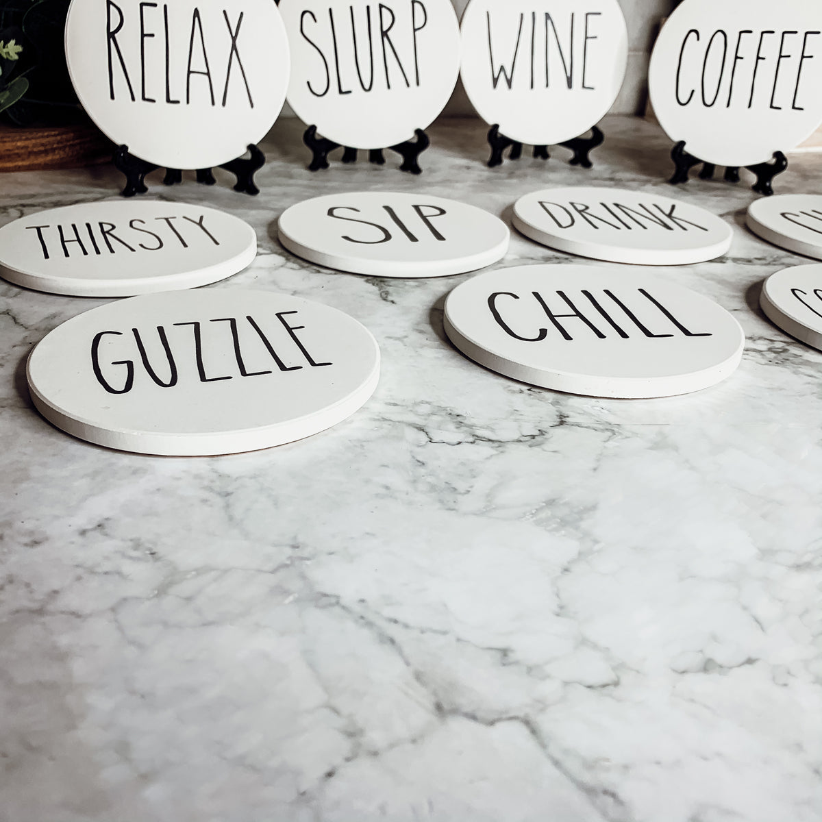 Minimalist Coasters Set - Modern Absorbent Drink Coasters for Home Decor BandsCo Straps