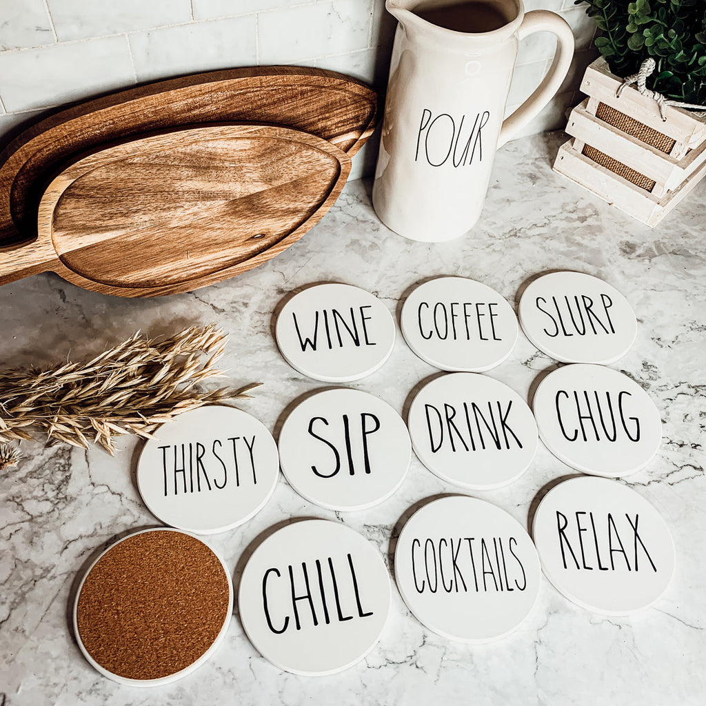 Minimalist Coasters Set - Modern Absorbent Drink Coasters for Home Decor BandsCo Straps