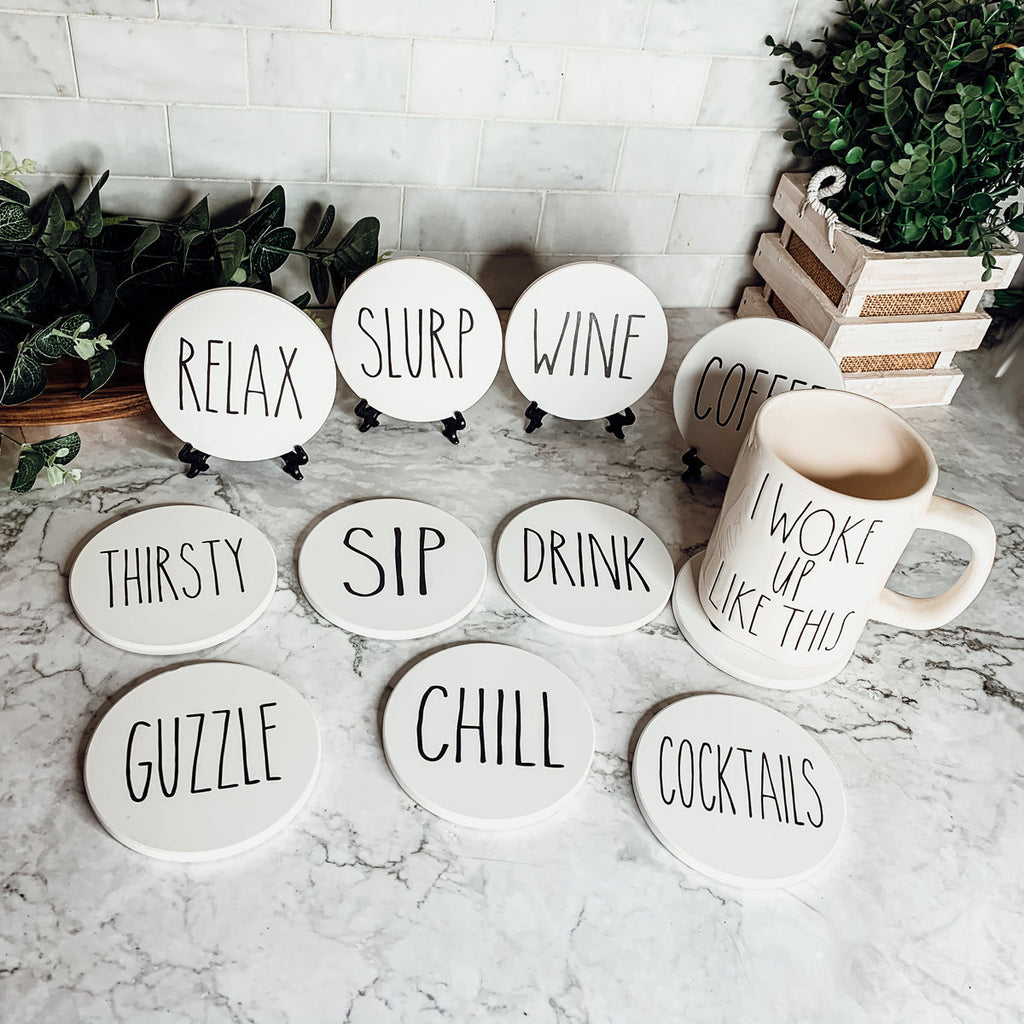 Minimalist Coasters Set - Modern Absorbent Drink Coasters for Home Decor BandsCo Straps