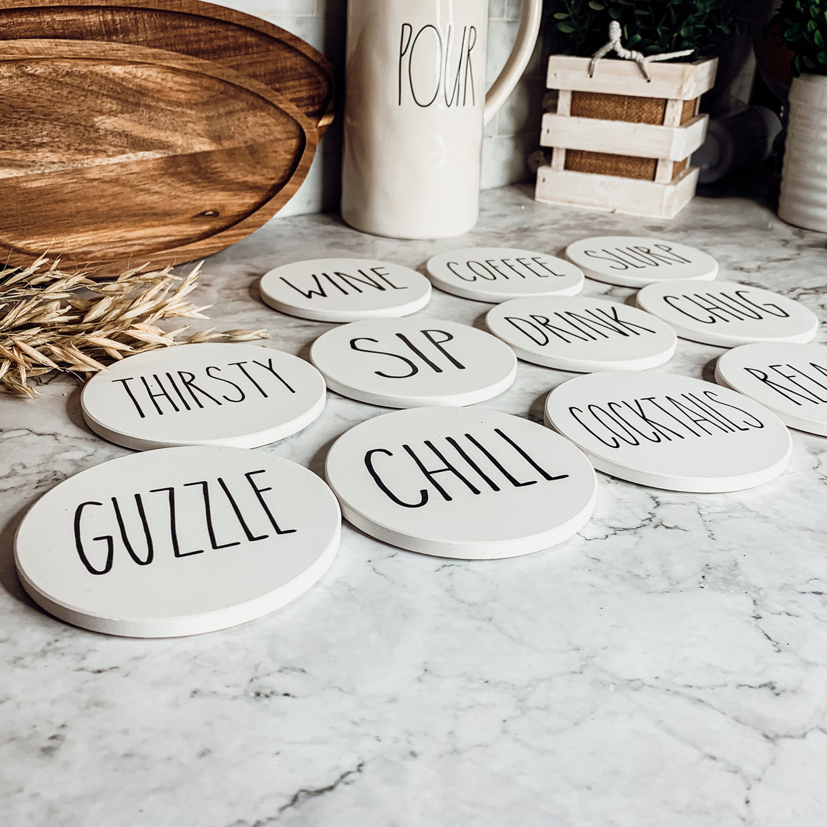 Minimalist Coasters Set - Modern Absorbent Drink Coasters for Home Decor BandsCo Straps
