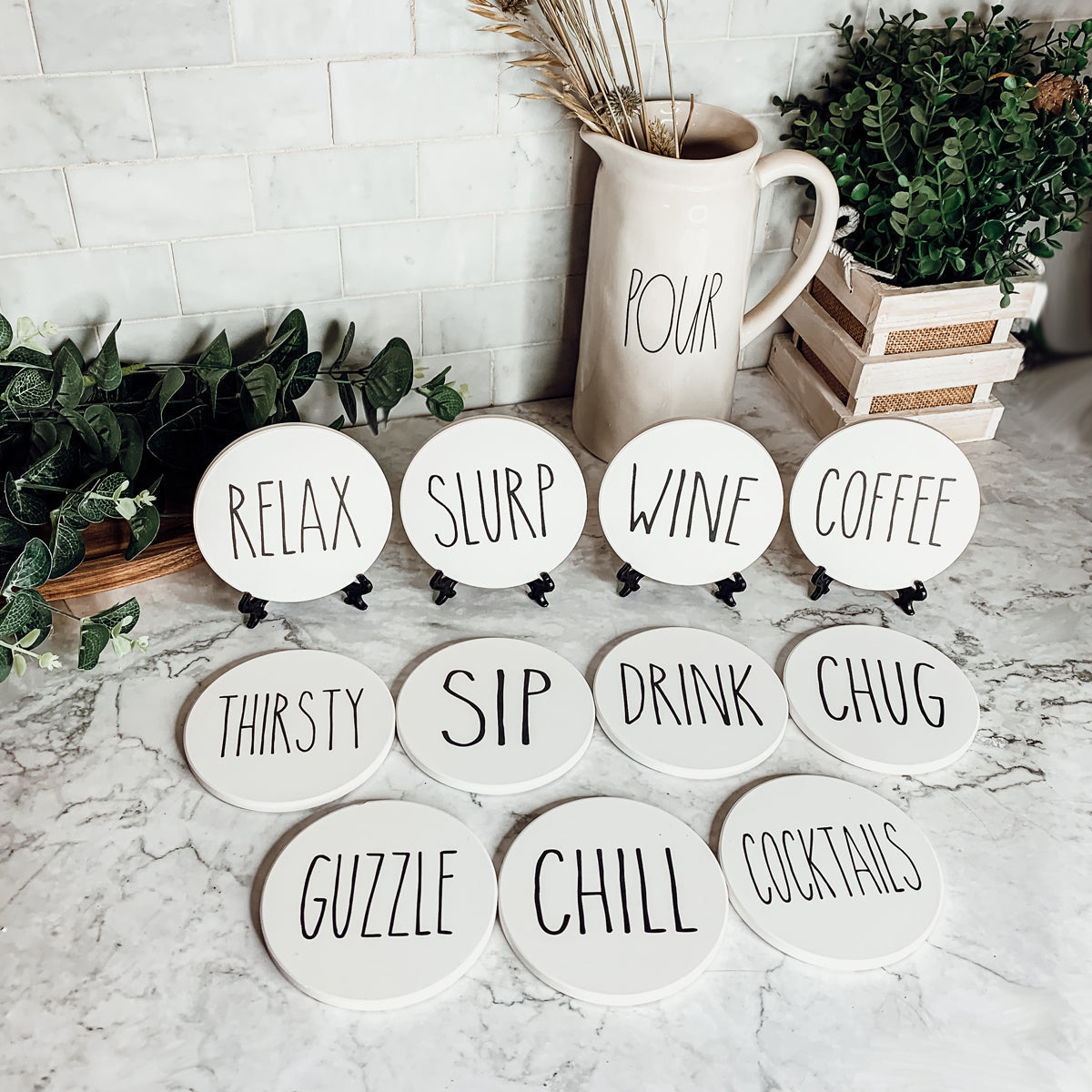 Minimalist Coasters Set - Modern Absorbent Drink Coasters for Home Decor BandsCo Straps