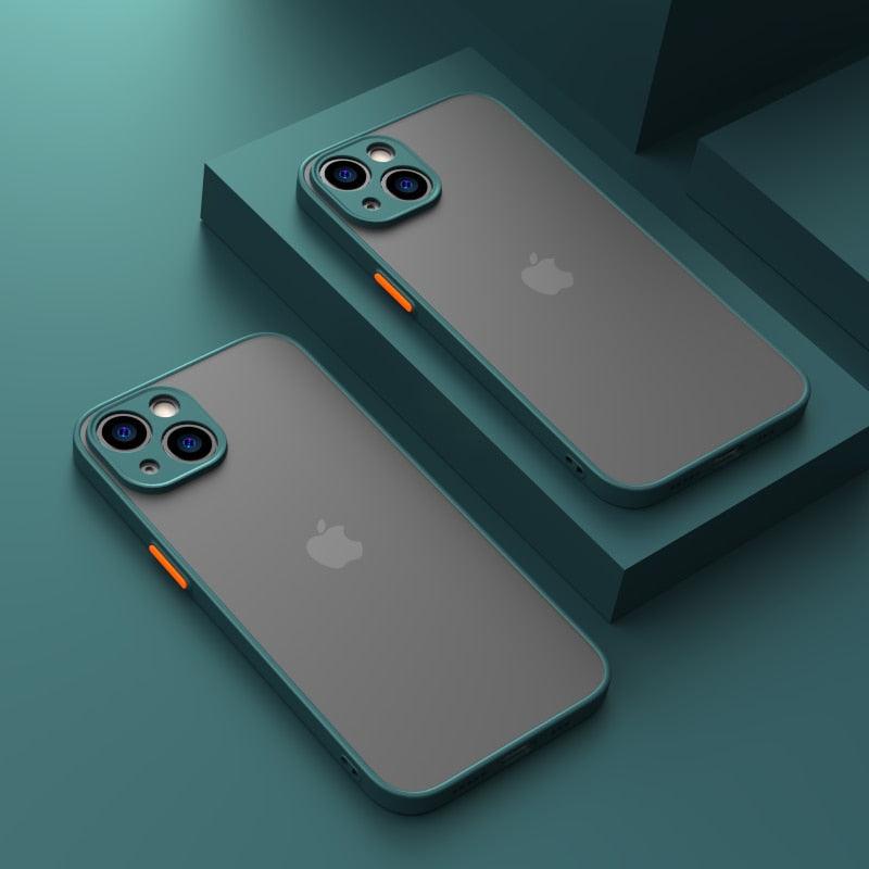Minimalistic Shockproof Armor Case For iPhone 13 14 12 11 Pro Max XR XS X Luxury Silicone Bumper Clear Hard Cover Mini Luxury Silicone Bumper Clear Hard Cover Stevvex