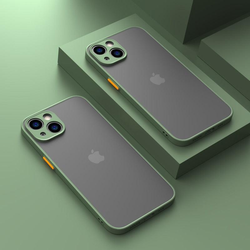 Minimalistic Shockproof Armor Case For iPhone 13 14 12 11 Pro Max XR XS X Luxury Silicone Bumper Clear Hard Cover Mini Luxury Silicone Bumper Clear Hard Cover Stevvex