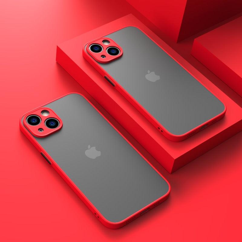 Minimalistic Shockproof Armor Case For iPhone 13 14 12 11 Pro Max XR XS X Luxury Silicone Bumper Clear Hard Cover Mini Luxury Silicone Bumper Clear Hard Cover Stevvex