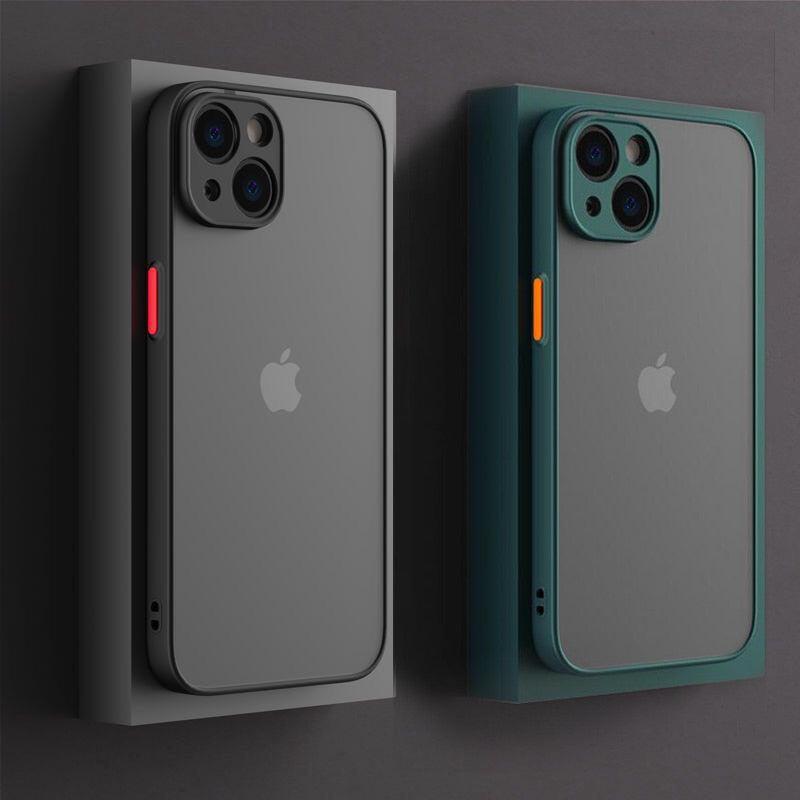Minimalistic Shockproof Armor Case For iPhone 13 14 12 11 Pro Max XR XS X Luxury Silicone Bumper Clear Hard Cover Mini Luxury Silicone Bumper Clear Hard Cover Stevvex