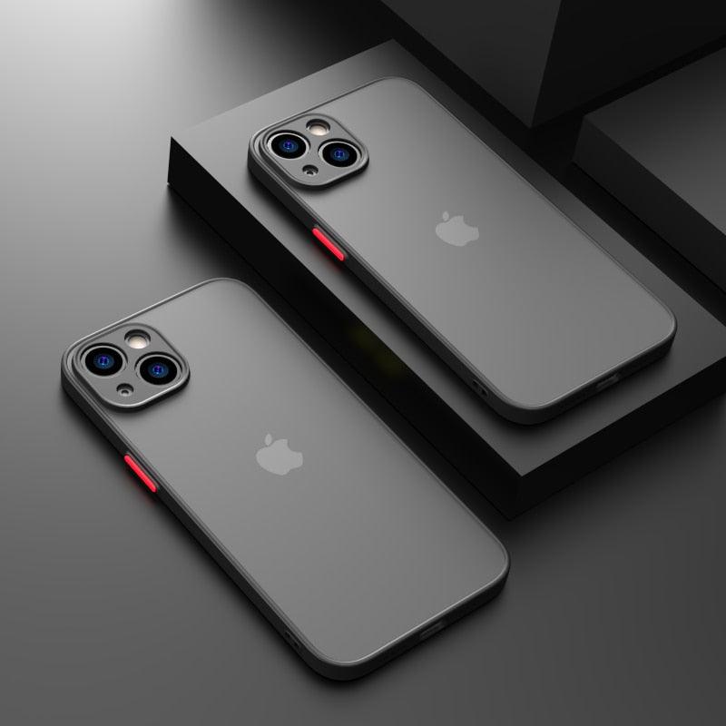 Minimalistic Shockproof Armor Case For iPhone 13 14 12 11 Pro Max XR XS X Luxury Silicone Bumper Clear Hard Cover Mini Luxury Silicone Bumper Clear Hard Cover Stevvex