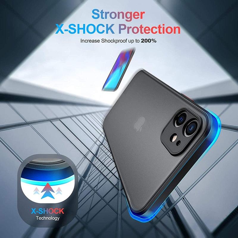 Minimalistic Shockproof Armor Case For iPhone 13 14 12 11 Pro Max XR XS X Luxury Silicone Bumper Clear Hard Cover Mini Luxury Silicone Bumper Clear Hard Cover Stevvex