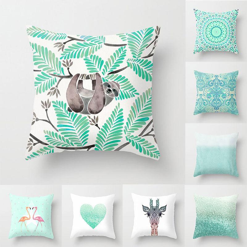 Mint Green Cushion Cover Pillowslip Home Supplies Decorative Fresh Mint Green Gray Watercolour Stripes Generic Solid Decorative Bedroom Pillow Cases Covers Pillow Case Simple Living Room Stevvex