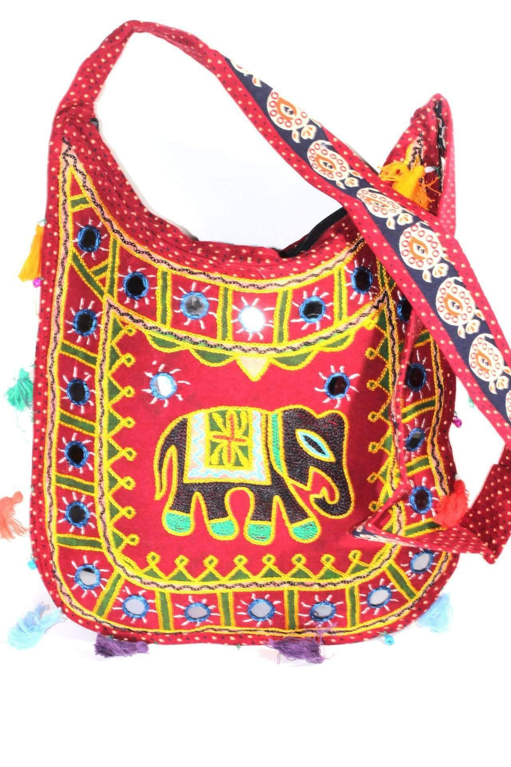 Mirror Work Elephant Sling Bag Multicolor Boho Jhola