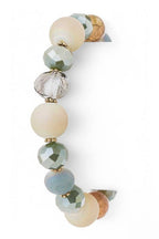 Mixed Bead Stretch Bracelet Pink Beige Gemstone Elastic