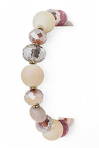 Mixed Bead Stretch Bracelet Pink Beige Gemstone Elastic