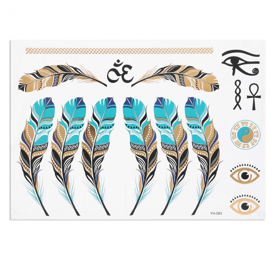Mixed Colorful Metallic Flash Womens Tattoos Sticker Golden Silver Waterproof Temporary Disposable Tattoo Stevvex