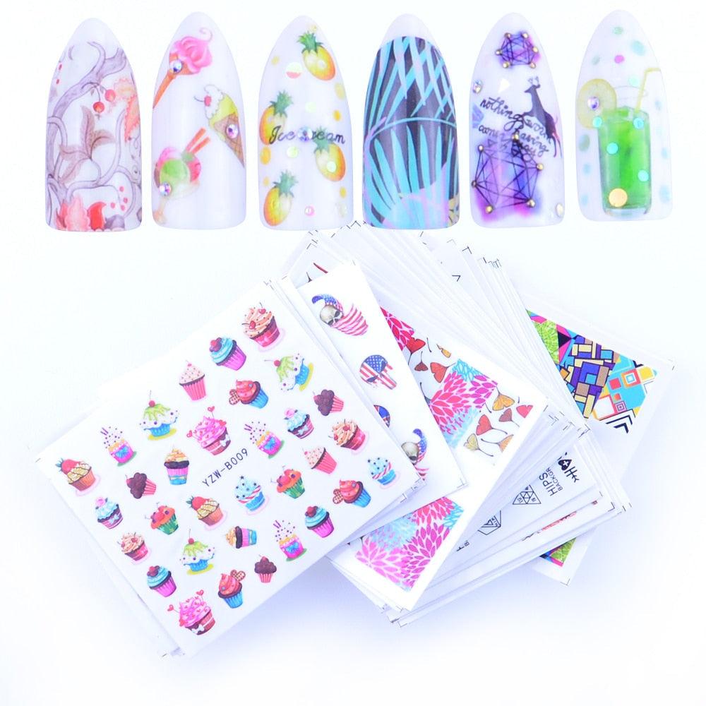 Mixed Designs Water Nail Stickers Decals Dream Catcher Transfer Tip Watermark Flora Painting Slider Manicure Decoration Girls Manicure Decoration Nail Art Supplies 3D Self-Adhesive Nail Decals Designer Nail Stickers for Acrylic Nails Stevvex