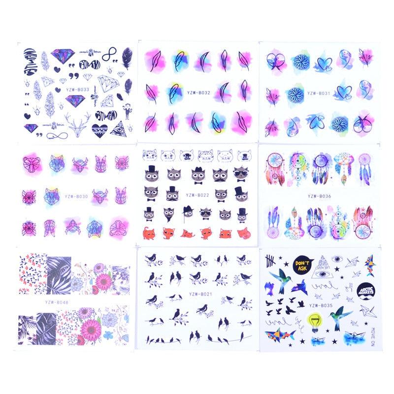 Mixed Designs Water Nail Stickers Decals Dream Catcher Transfer Tip Watermark Flora Painting Slider Manicure Decoration Girls Manicure Decoration Nail Art Supplies 3D Self-Adhesive Nail Decals Designer Nail Stickers for Acrylic Nails Stevvex