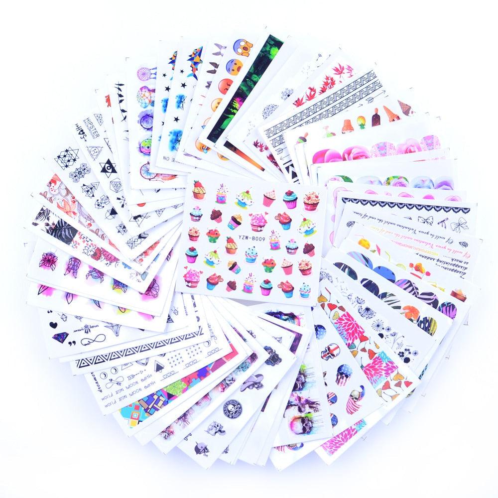 Mixed Designs Water Nail Stickers Decals Dream Catcher Transfer Tip Watermark Flora Painting Slider Manicure Decoration Girls Manicure Decoration Nail Art Supplies 3D Self-Adhesive Nail Decals Designer Nail Stickers for Acrylic Nails Stevvex
