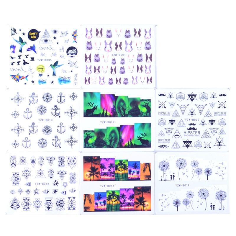 Mixed Designs Water Nail Stickers Decals Dream Catcher Transfer Tip Watermark Flora Painting Slider Manicure Decoration Girls Manicure Decoration Nail Art Supplies 3D Self-Adhesive Nail Decals Designer Nail Stickers for Acrylic Nails Stevvex