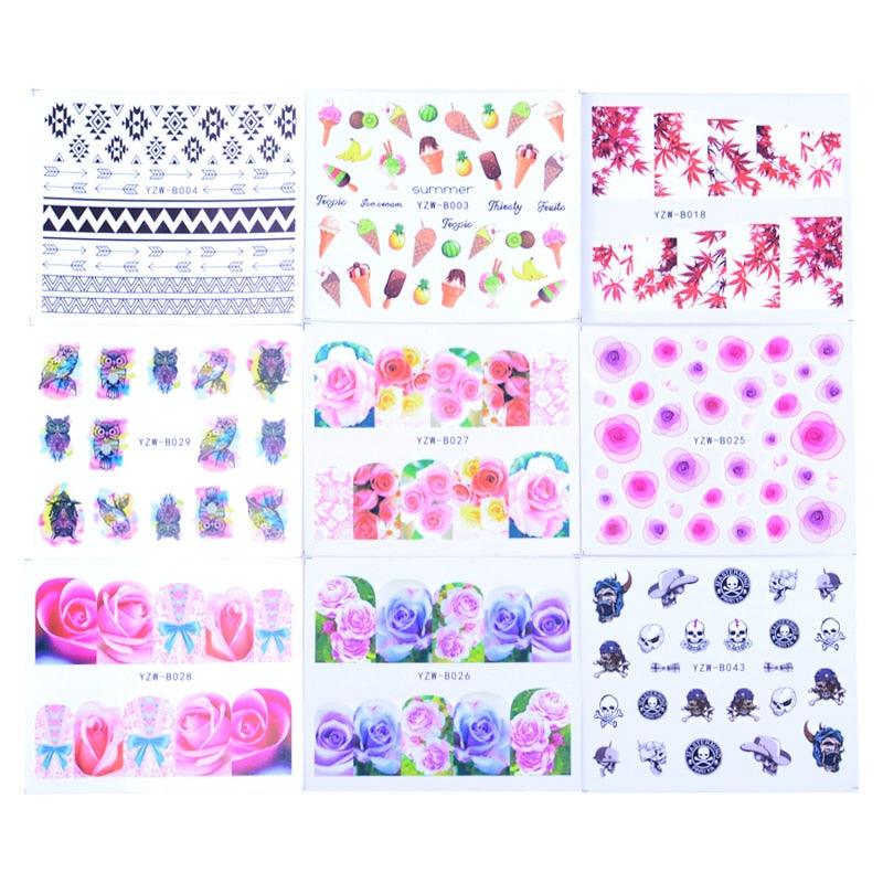 Mixed Designs Water Nail Stickers Decals Dream Catcher Transfer Tip Watermark Flora Painting Slider Manicure Decoration Girls Manicure Decoration Nail Art Supplies 3D Self-Adhesive Nail Decals Designer Nail Stickers for Acrylic Nails Stevvex