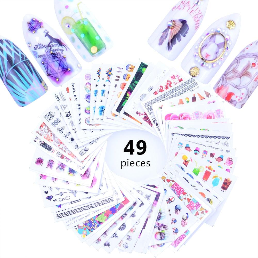 Mixed Designs Water Nail Stickers Decals Dream Catcher Transfer Tip Watermark Flora Painting Slider Manicure Decoration Girls Manicure Decoration Nail Art Supplies 3D Self-Adhesive Nail Decals Designer Nail Stickers for Acrylic Nails Stevvex