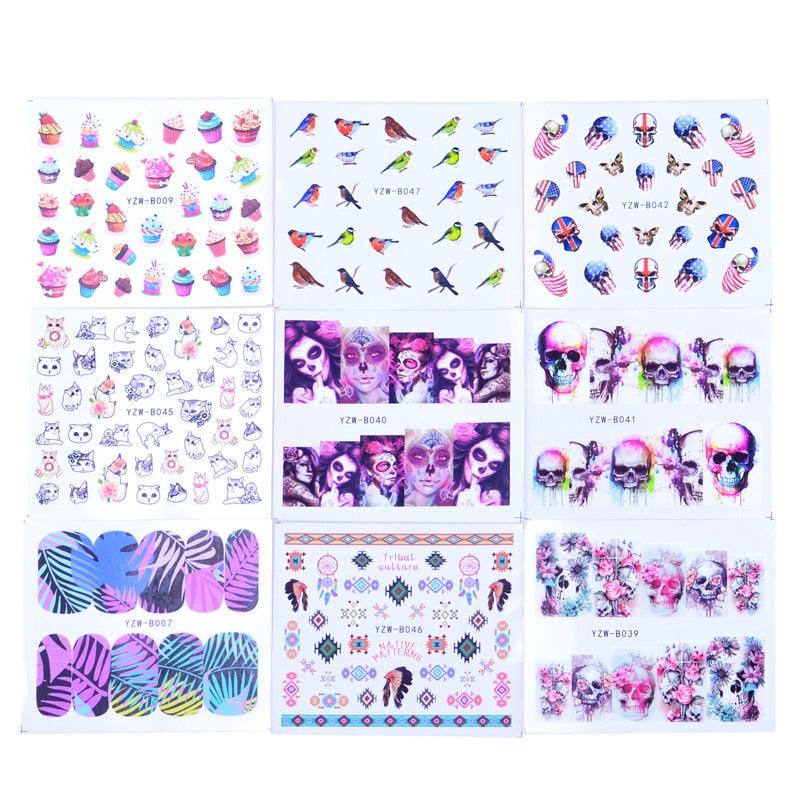 Mixed Designs Water Nail Stickers Decals Dream Catcher Transfer Tip Watermark Flora Painting Slider Manicure Decoration Girls Manicure Decoration Nail Art Supplies 3D Self-Adhesive Nail Decals Designer Nail Stickers for Acrylic Nails Stevvex