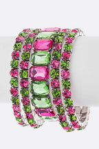 Mixed Stone Crystal Stretch Bracelet Set For Women