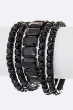 Mixed Stone Crystal Stretch Bracelet Set For Women