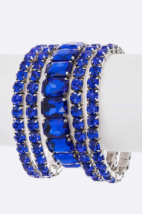 Mixed Stone Crystal Stretch Bracelet Set For Women