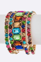 Mixed Stone Crystal Stretch Bracelet Set For Women
