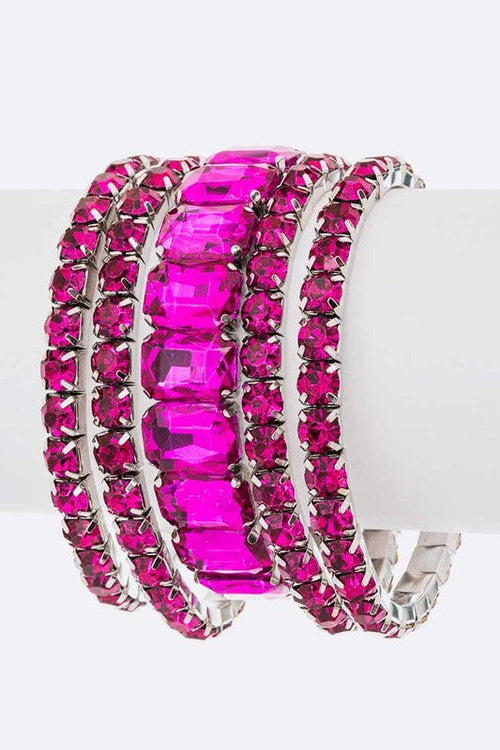 Mixed Stone Crystal Stretch Bracelet Set For Women