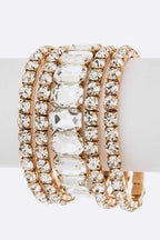 Mixed Stone Crystal Stretch Bracelet Set For Women