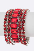 Mixed Stone Crystal Stretch Bracelet Set For Women