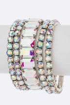 Mixed Stone Crystal Stretch Bracelet Set For Women